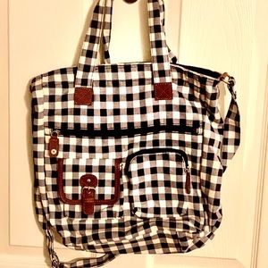 Navy and White Checkered Spring Tote